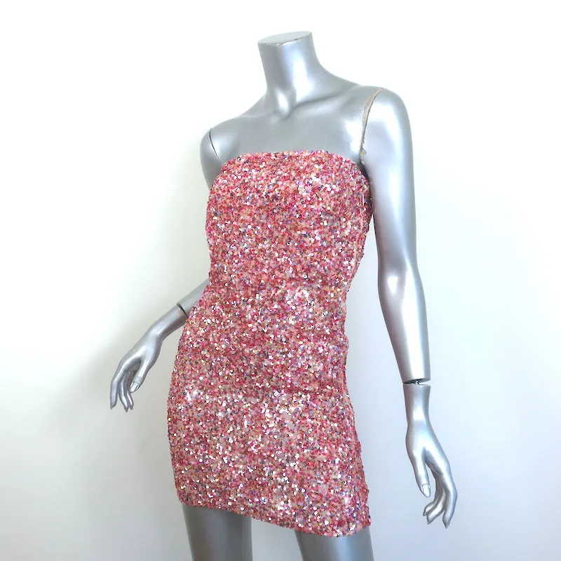 Retrofete Heather Strapless Sequined Mini Dress Pink Multi Size 2 NEW