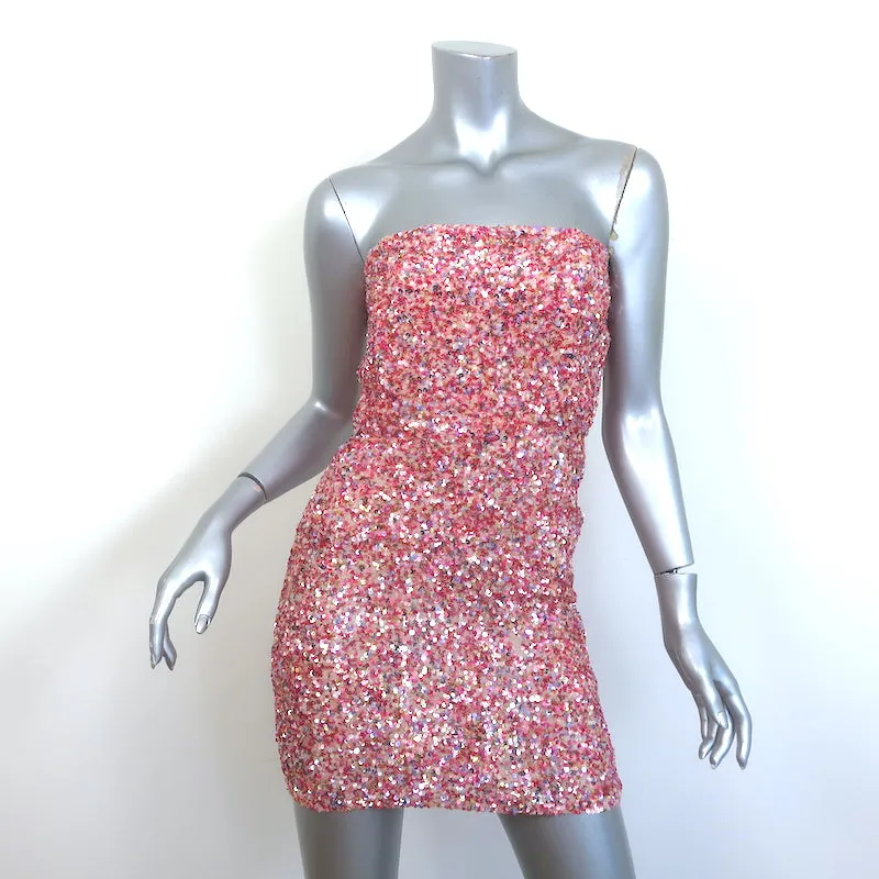 Retrofete Heather Strapless Sequined Mini Dress Pink Multi Size 2 NEW