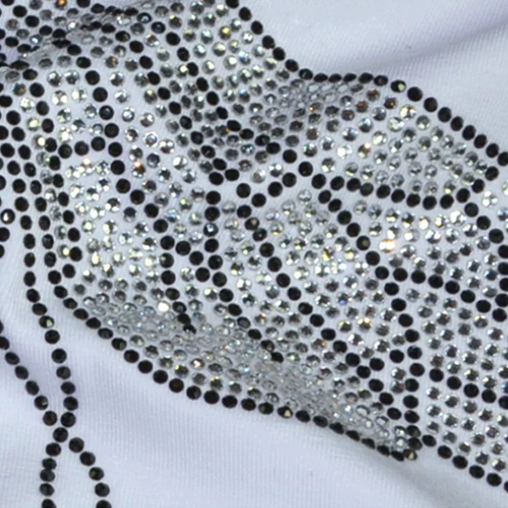 Rhinestone T shirt Bee blingbling crystal Women Top Tees (US 2-18W)