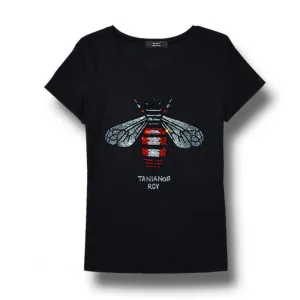 Rhinestone T shirt Bee blingbling crystal Women Top Tees (US 2-18W)