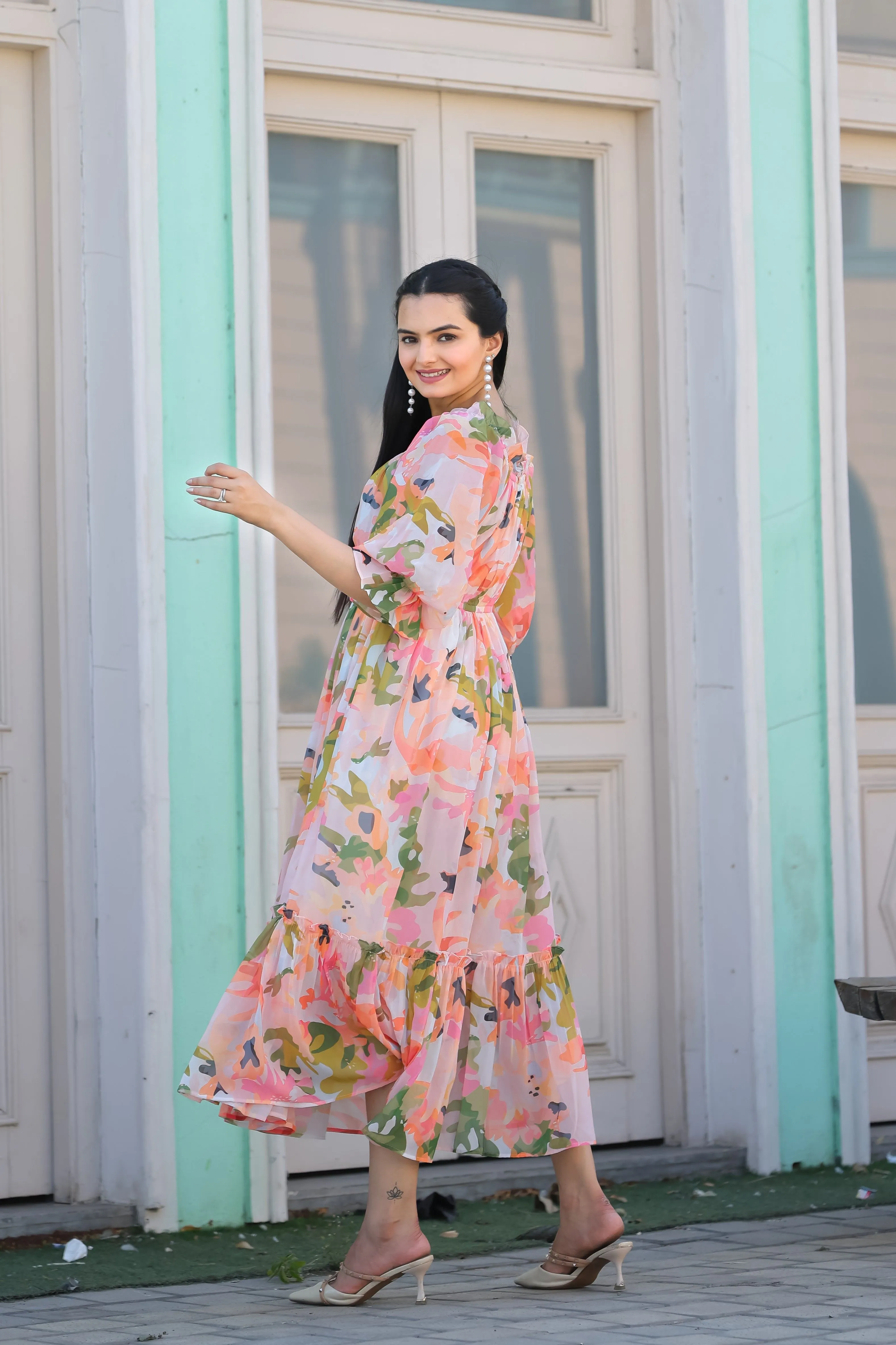 Ruddy Pink Floral Maxi Dress