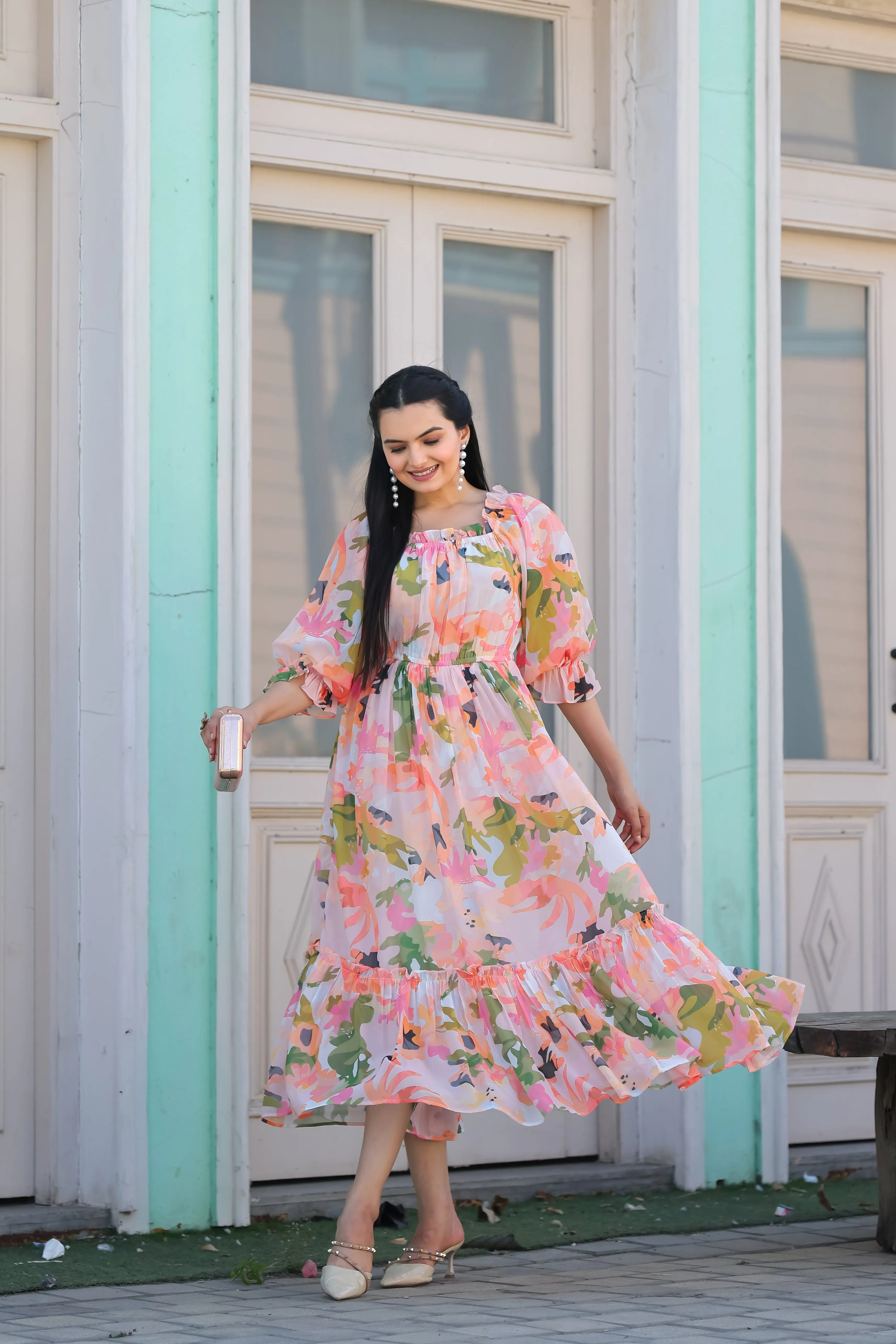 Ruddy Pink Floral Maxi Dress