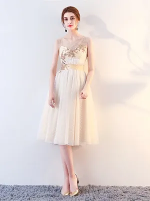 Scoop Tea-Length Prom Dress