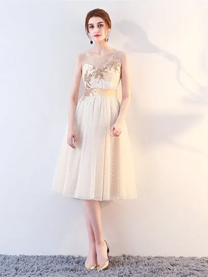 Scoop Tea-Length Prom Dress
