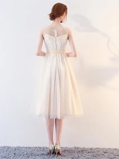 Scoop Tea-Length Prom Dress