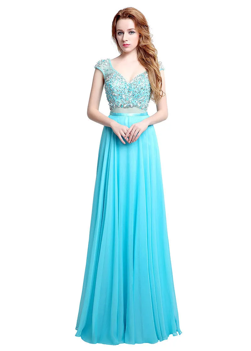 See-through Prom Dress With Beadings