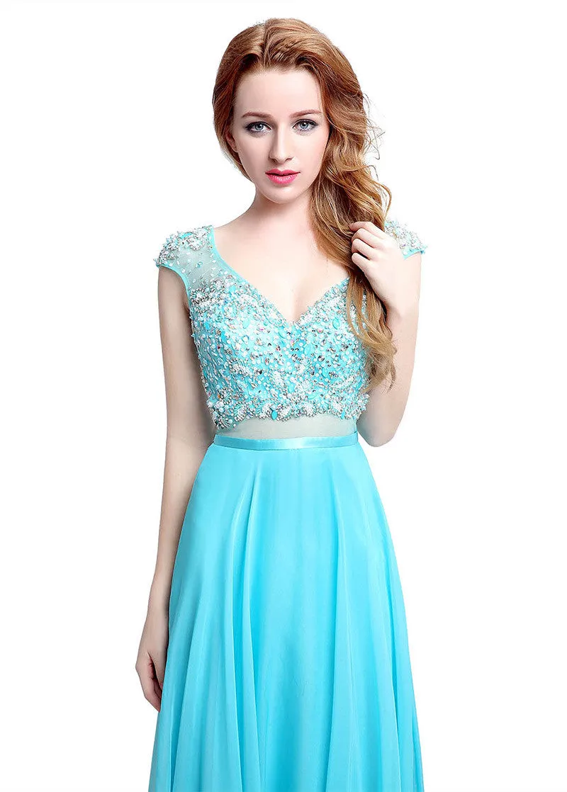 See-through Prom Dress With Beadings