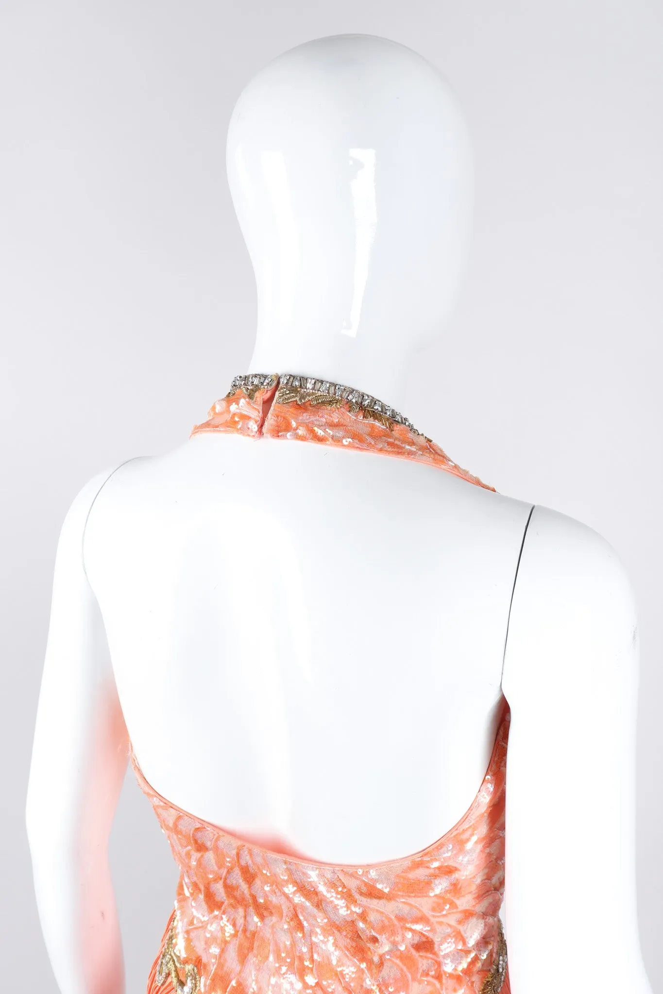 Sequined Phoenix Halter Gown
