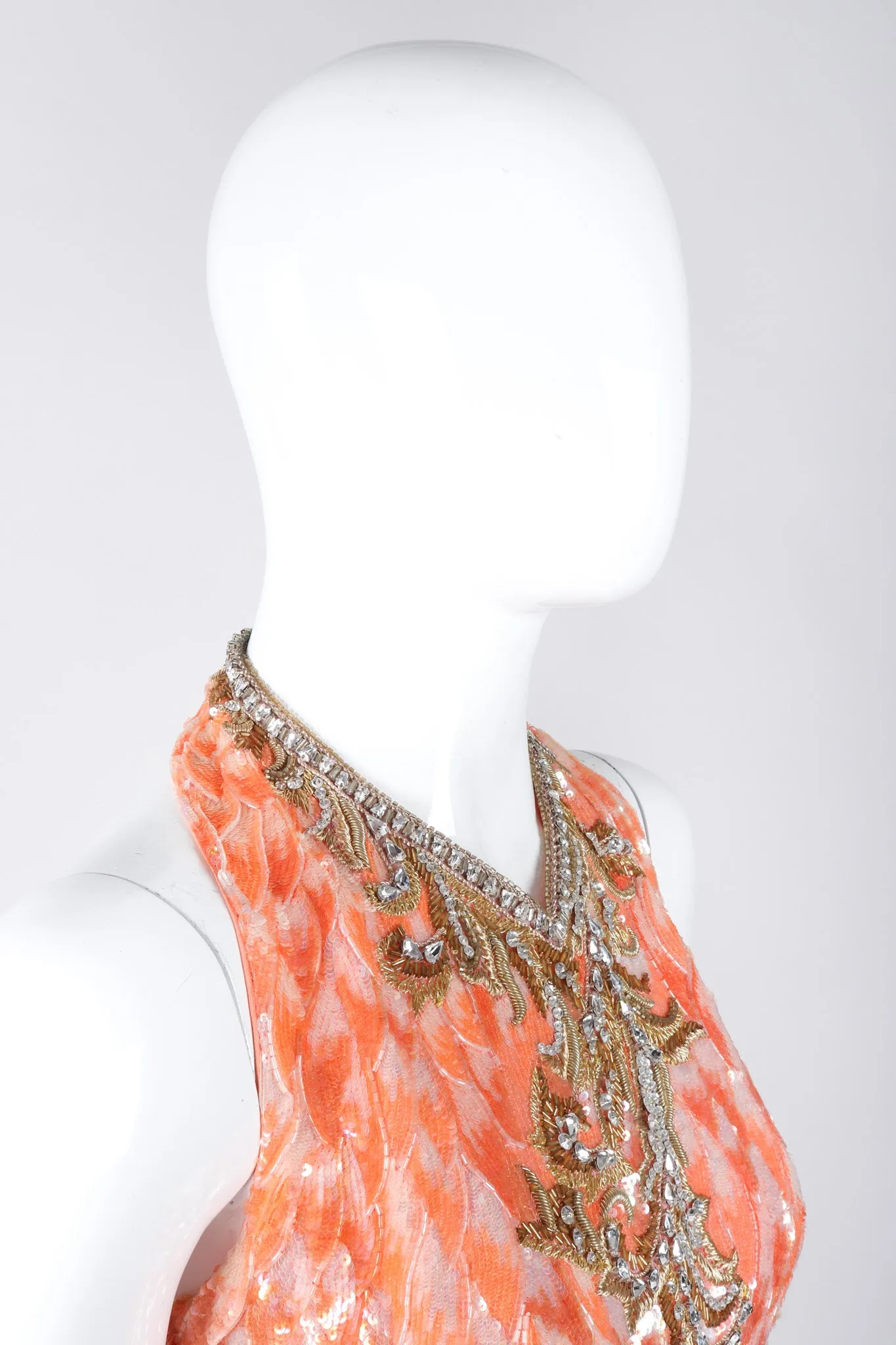 Sequined Phoenix Halter Gown
