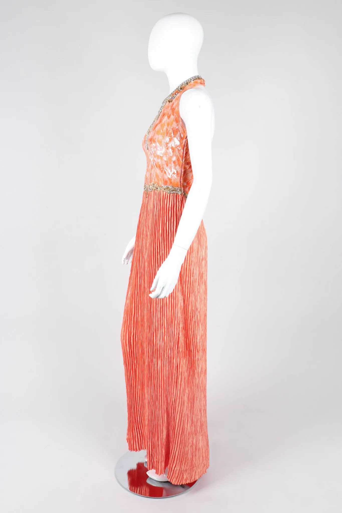 Sequined Phoenix Halter Gown