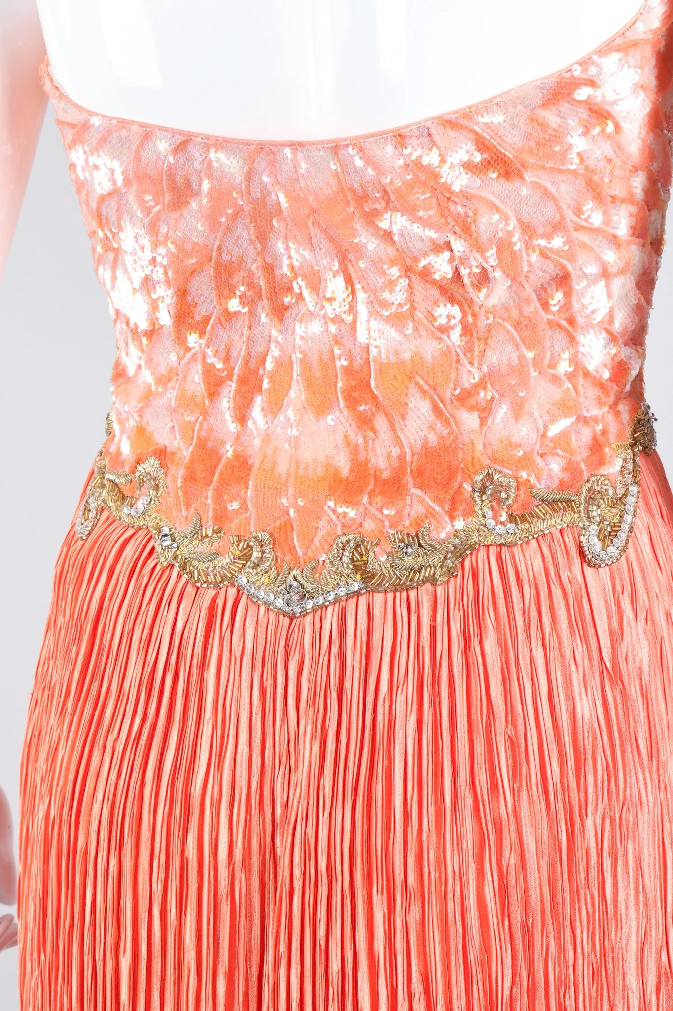 Sequined Phoenix Halter Gown