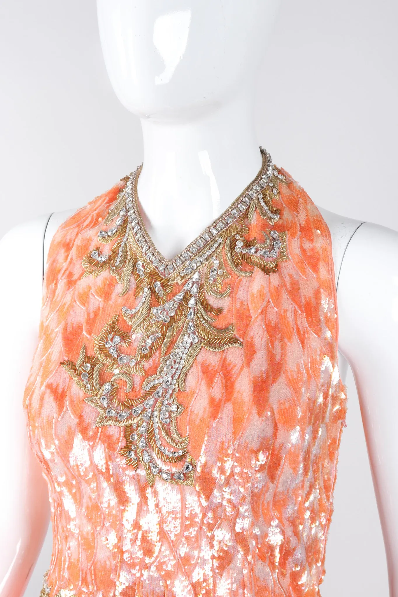 Sequined Phoenix Halter Gown