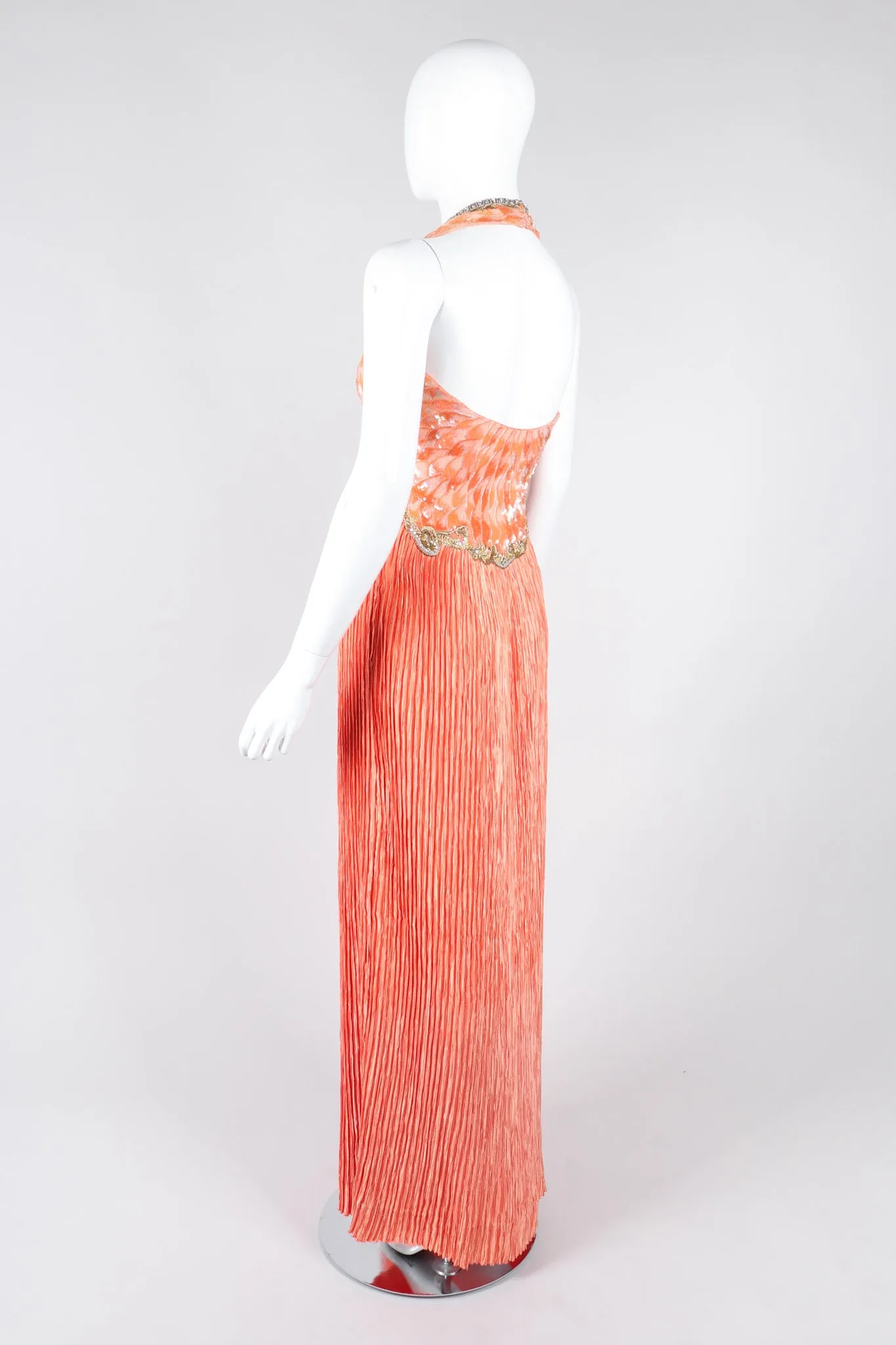 Sequined Phoenix Halter Gown
