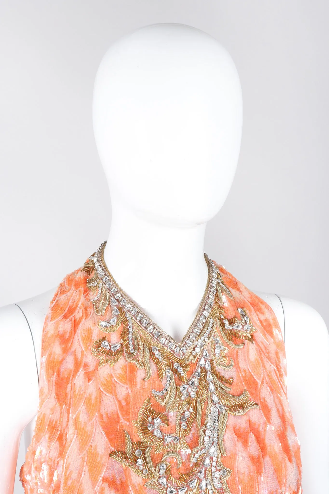 Sequined Phoenix Halter Gown