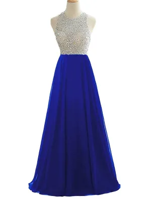 Sequins Keyhole Back Ball Gown Prom Dress