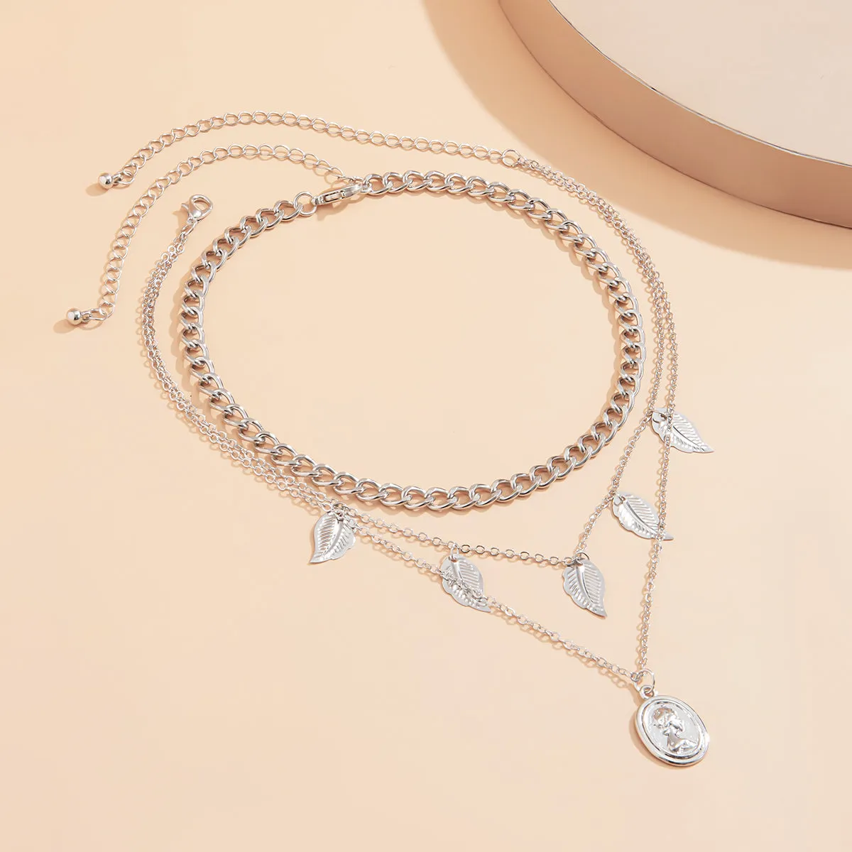 Silver-Plated Chain Choker Necklace Set