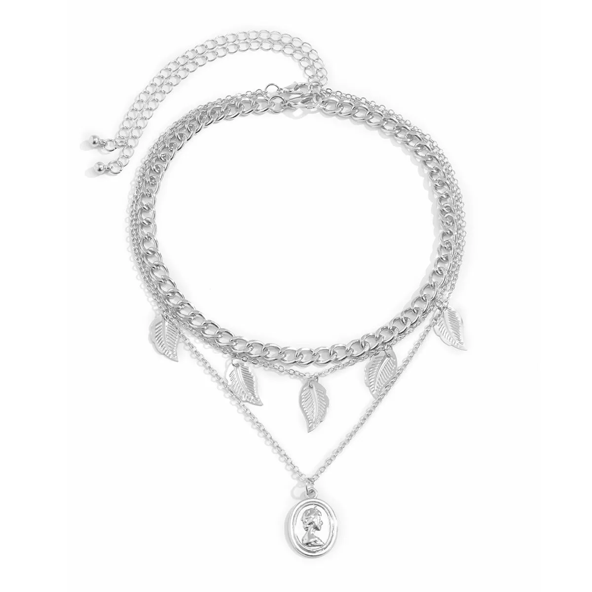 Silver-Plated Chain Choker Necklace Set