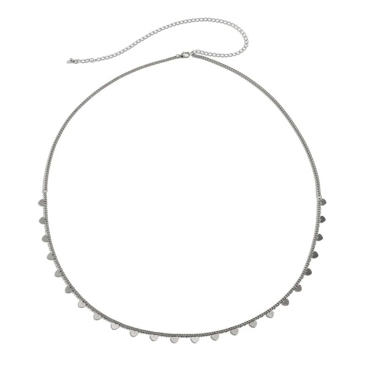 Silver-Plated Heart Station Waist Chain
