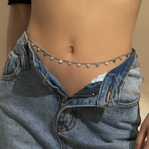Silver-Plated Heart Station Waist Chain