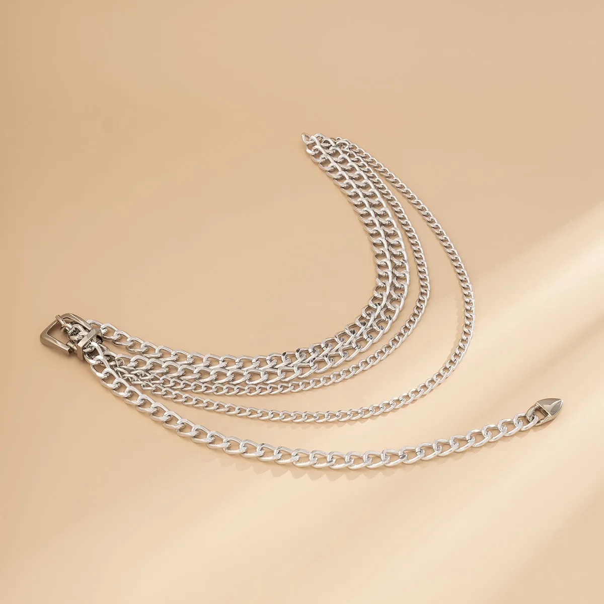 Silver-Plated Layered Lariat Waist Chain
