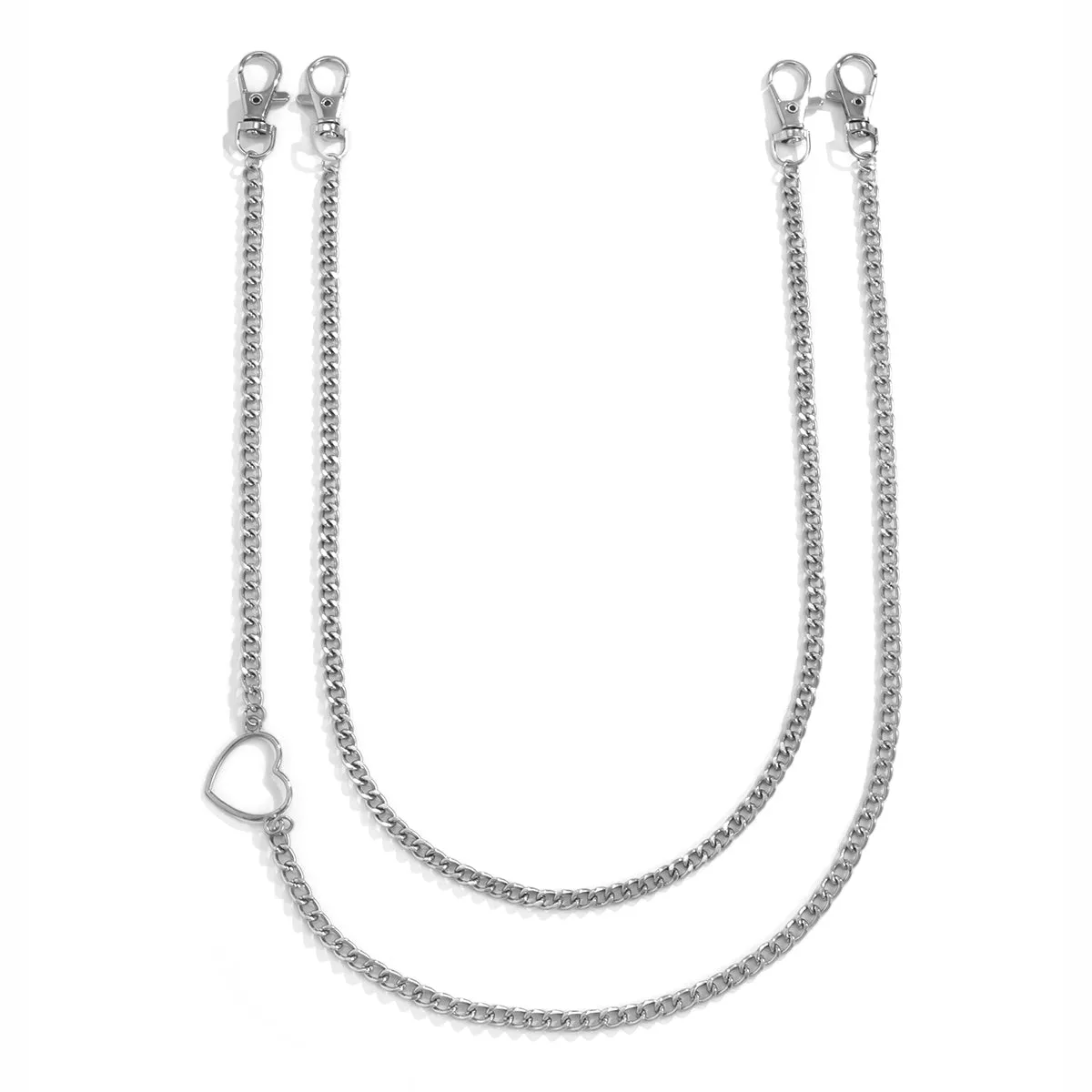 Silver-Plated Open Heart Waist Chain Set