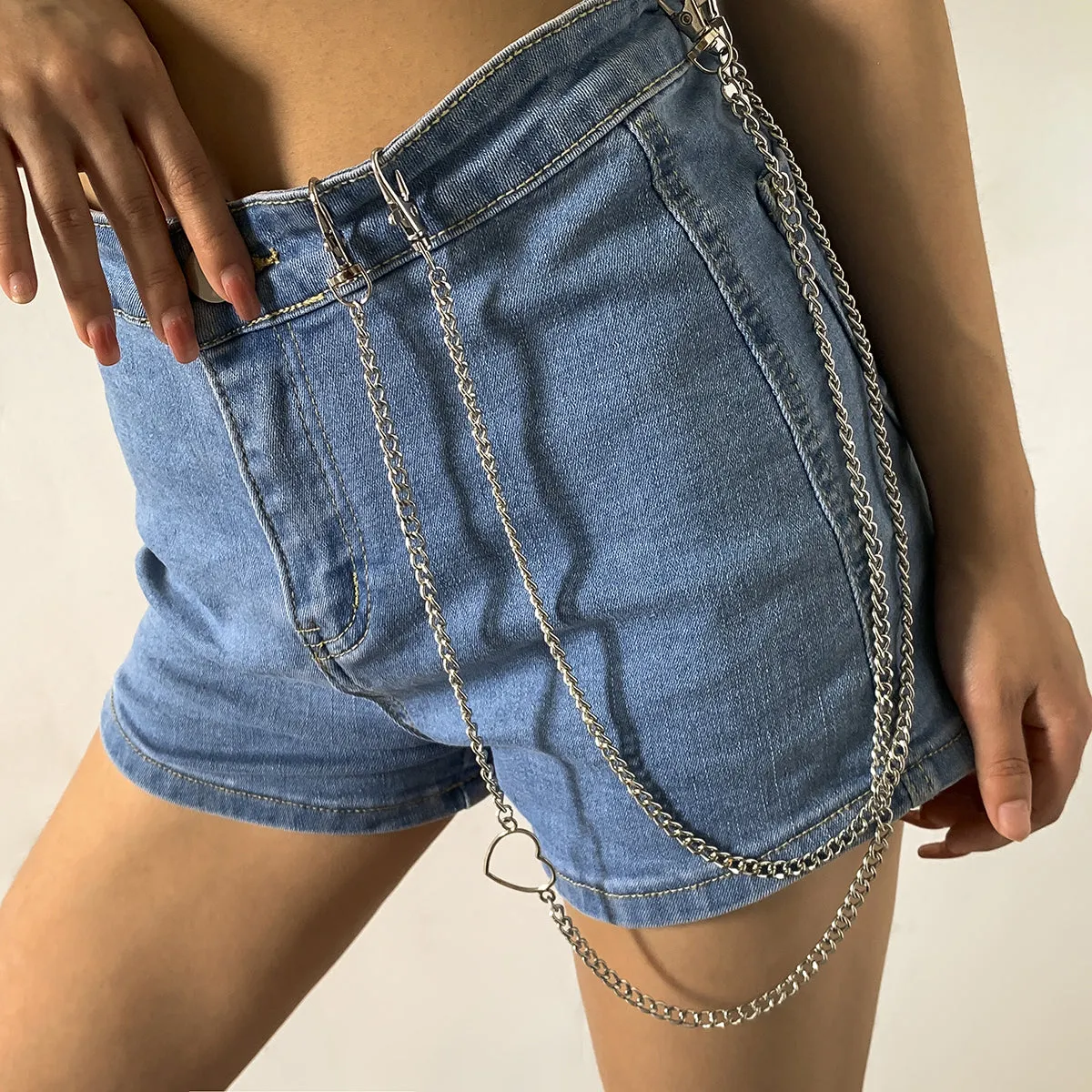Silver-Plated Open Heart Waist Chain Set