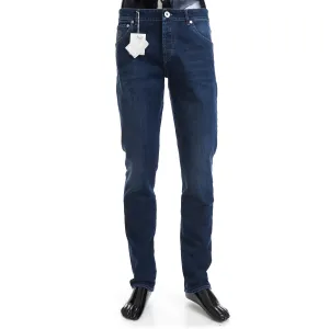 Slim Fit Five Pocket Jeans Trousers In Dark Blue Denim