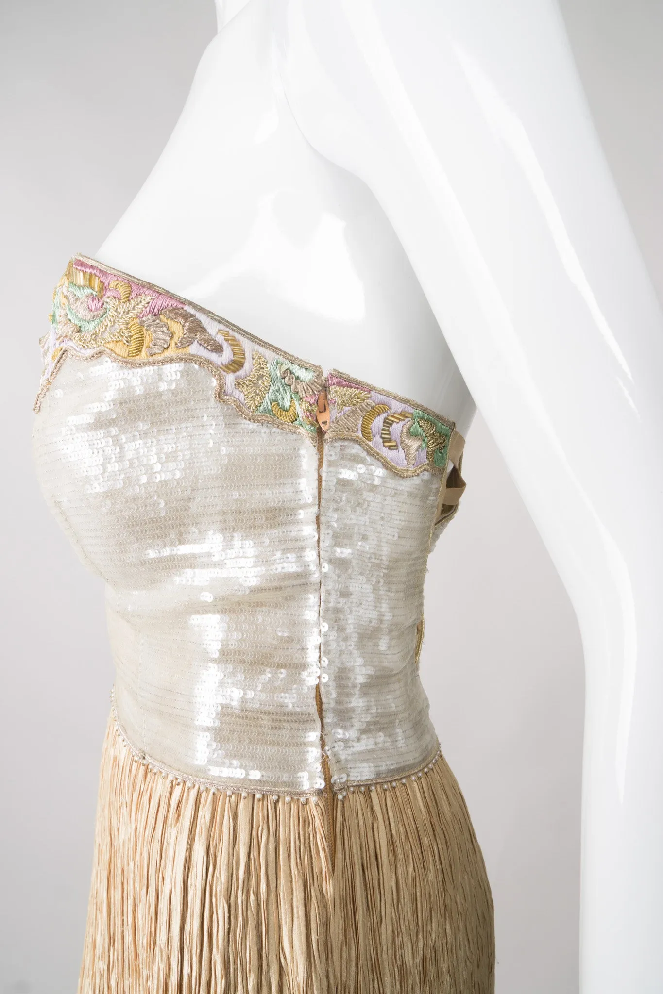 Strapless Sequin Bustier Gown