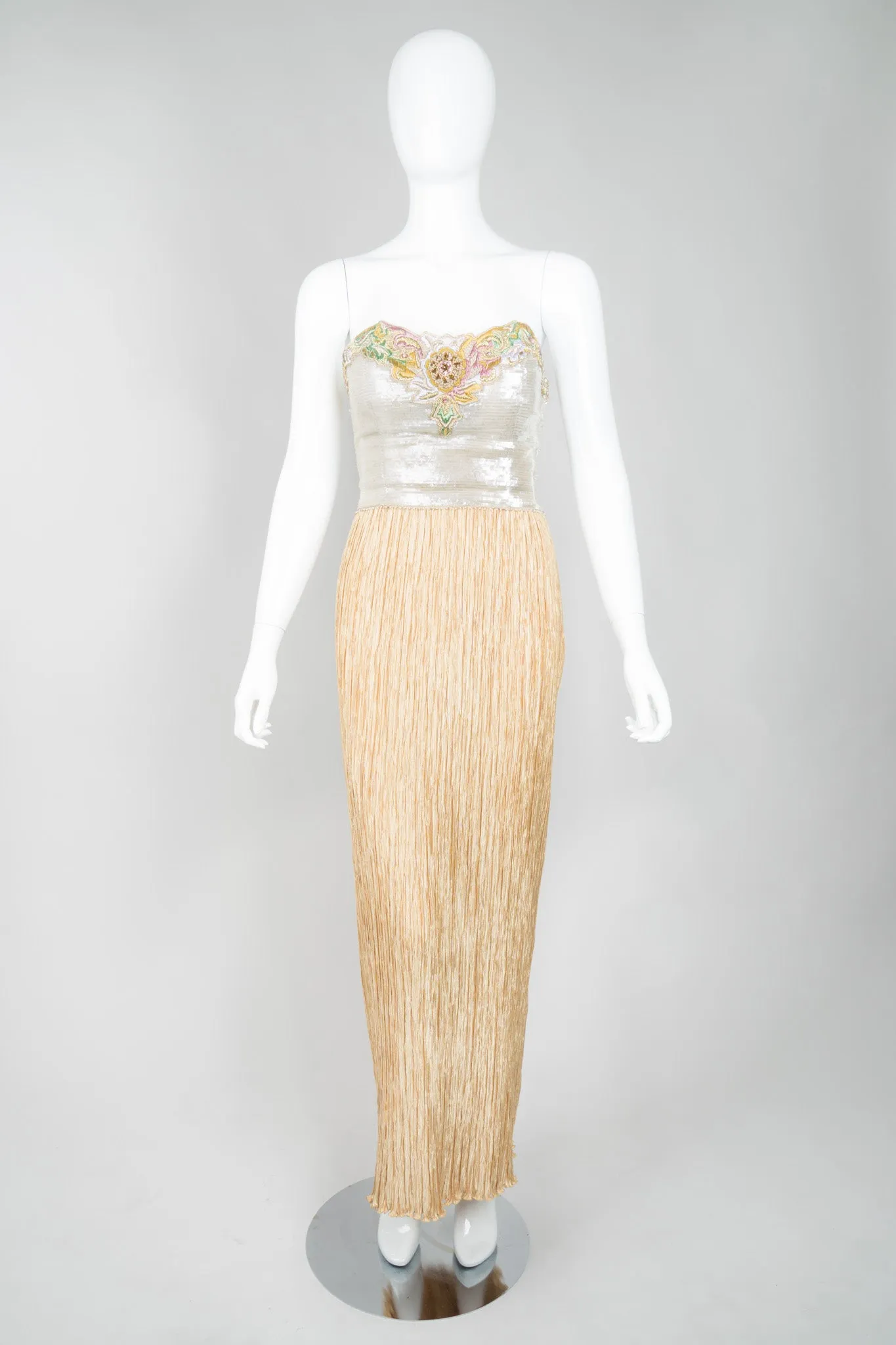 Strapless Sequin Bustier Gown