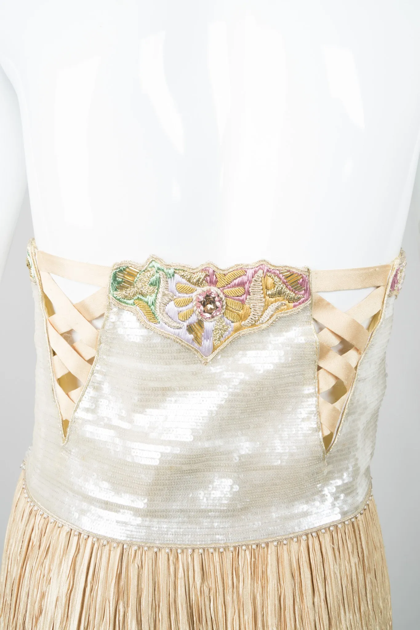 Strapless Sequin Bustier Gown
