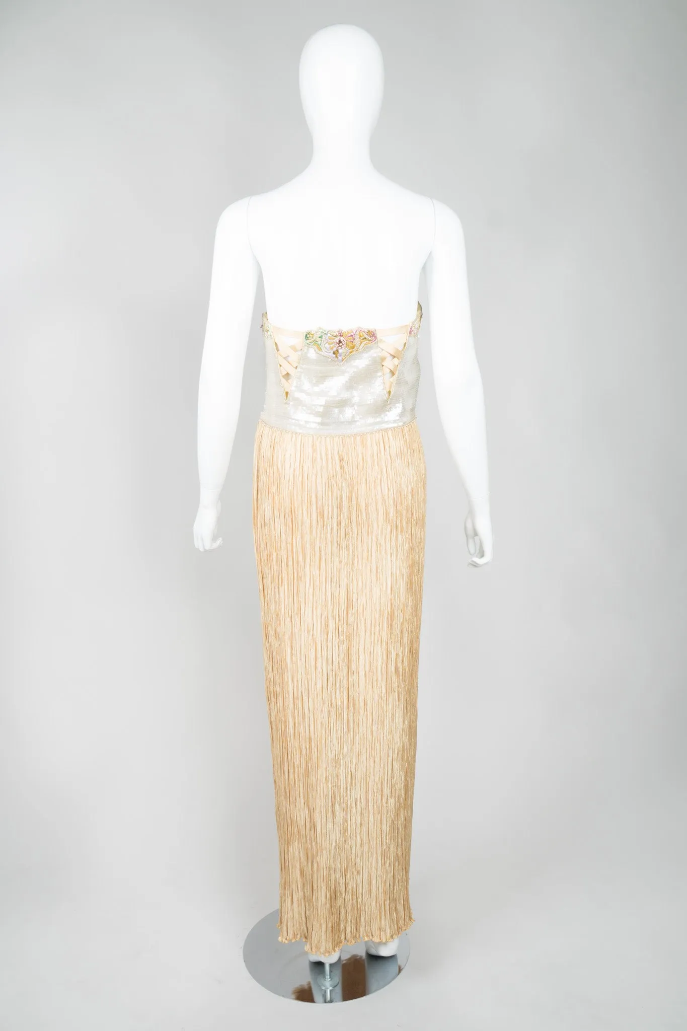 Strapless Sequin Bustier Gown