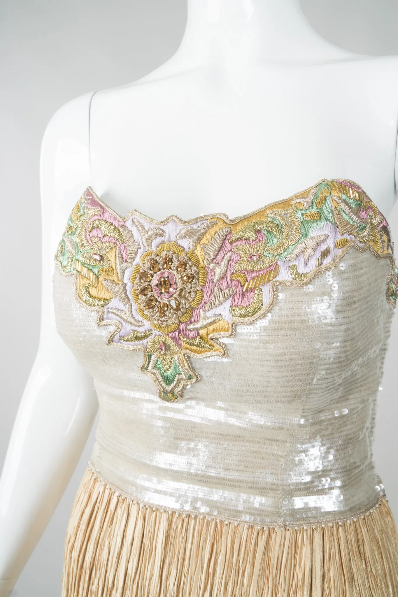 Strapless Sequin Bustier Gown