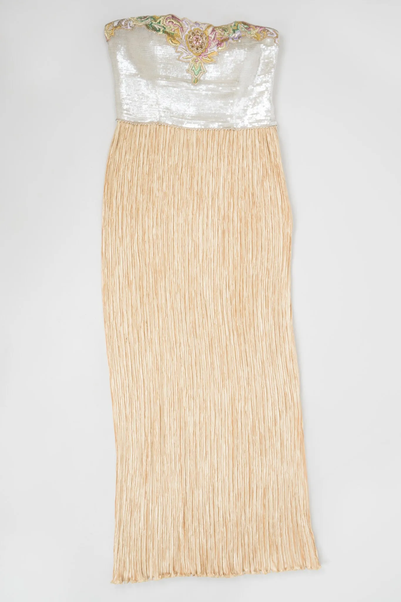 Strapless Sequin Bustier Gown