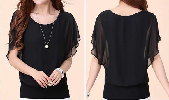 Summer Chiffon Blouse Plus Size