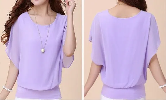 Summer Chiffon Blouse Plus Size
