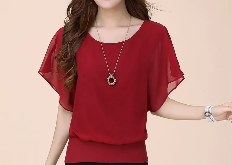 Summer Chiffon Blouse Plus Size
