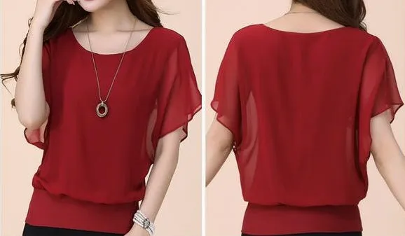 Summer Chiffon Blouse Plus Size