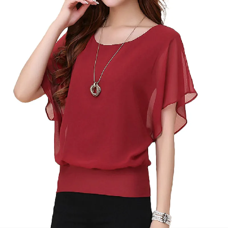 Summer Chiffon Blouse Plus Size