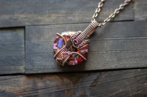Summer Confetti Fused Glass Ring and Copper Wire Pendant