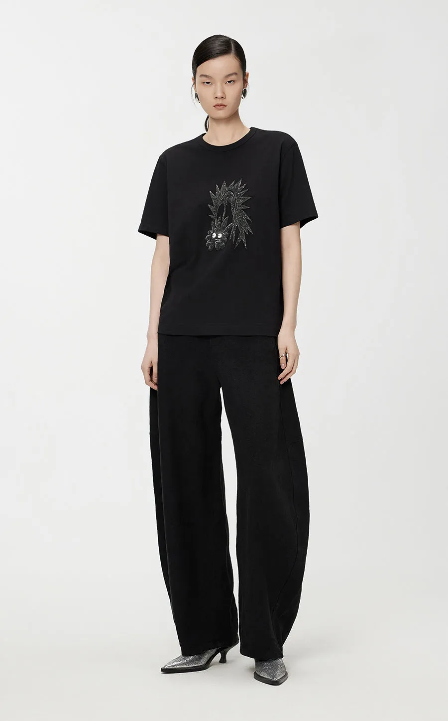 T-Shirt/JNBY Sequined Crew-necked Short-sleeved T-Shirt