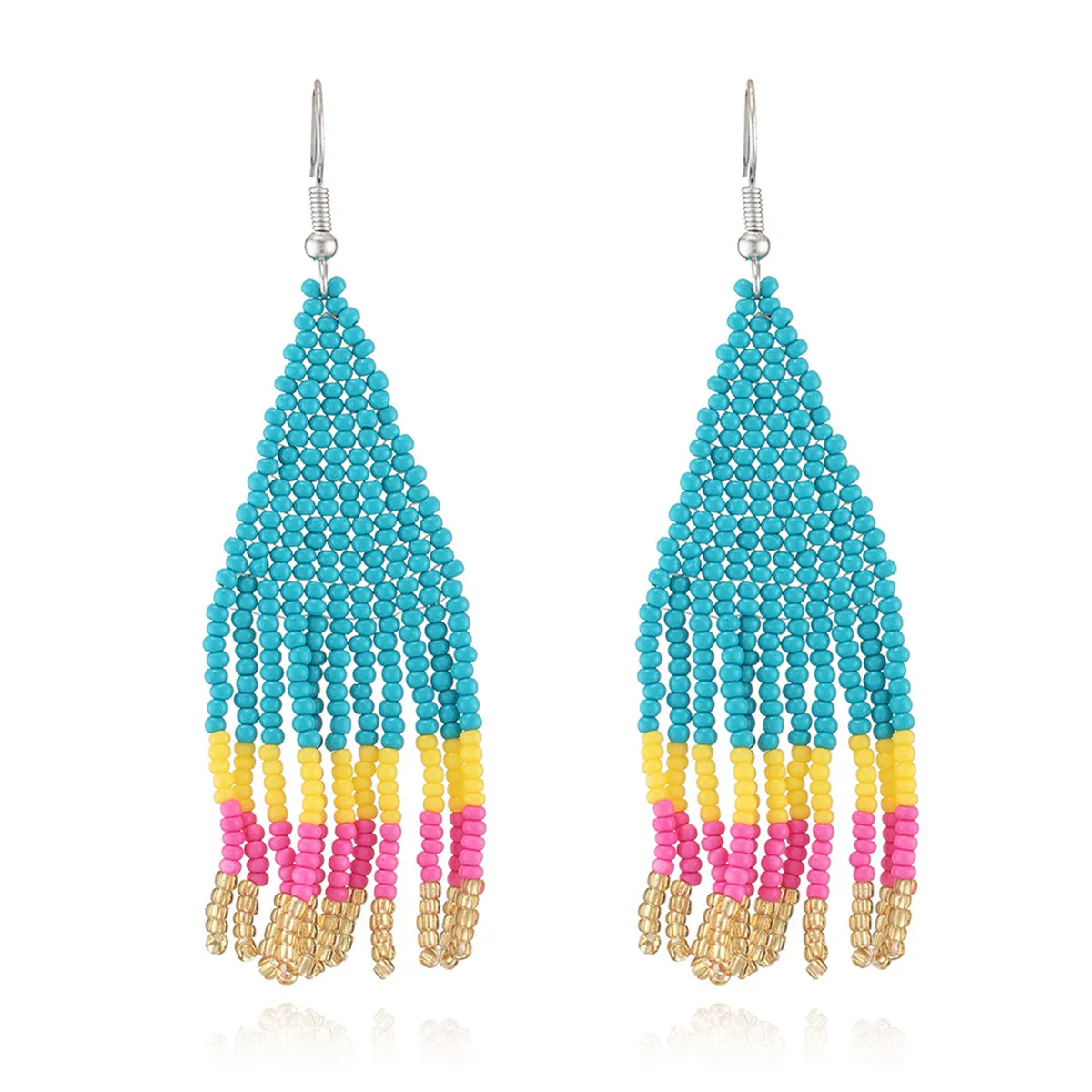 Teal Howlite Tassel Drop Earrings