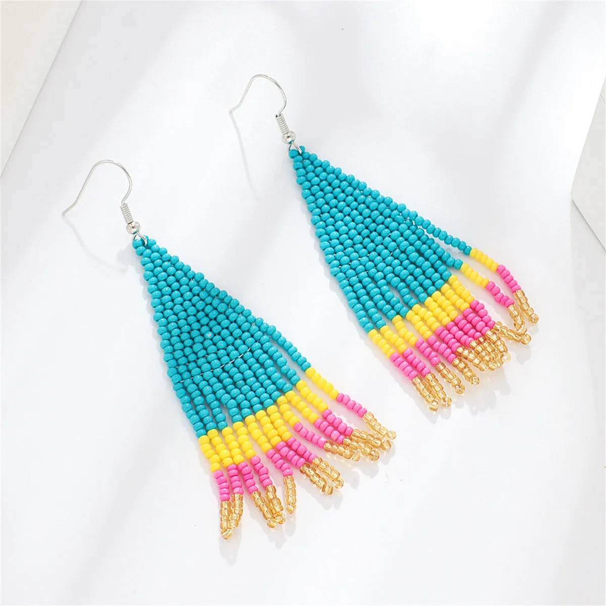 Teal Howlite Tassel Drop Earrings