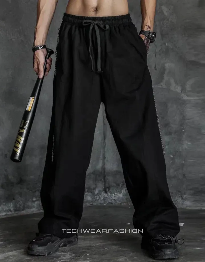 Techwear Black Wide Leg Cargo Pants