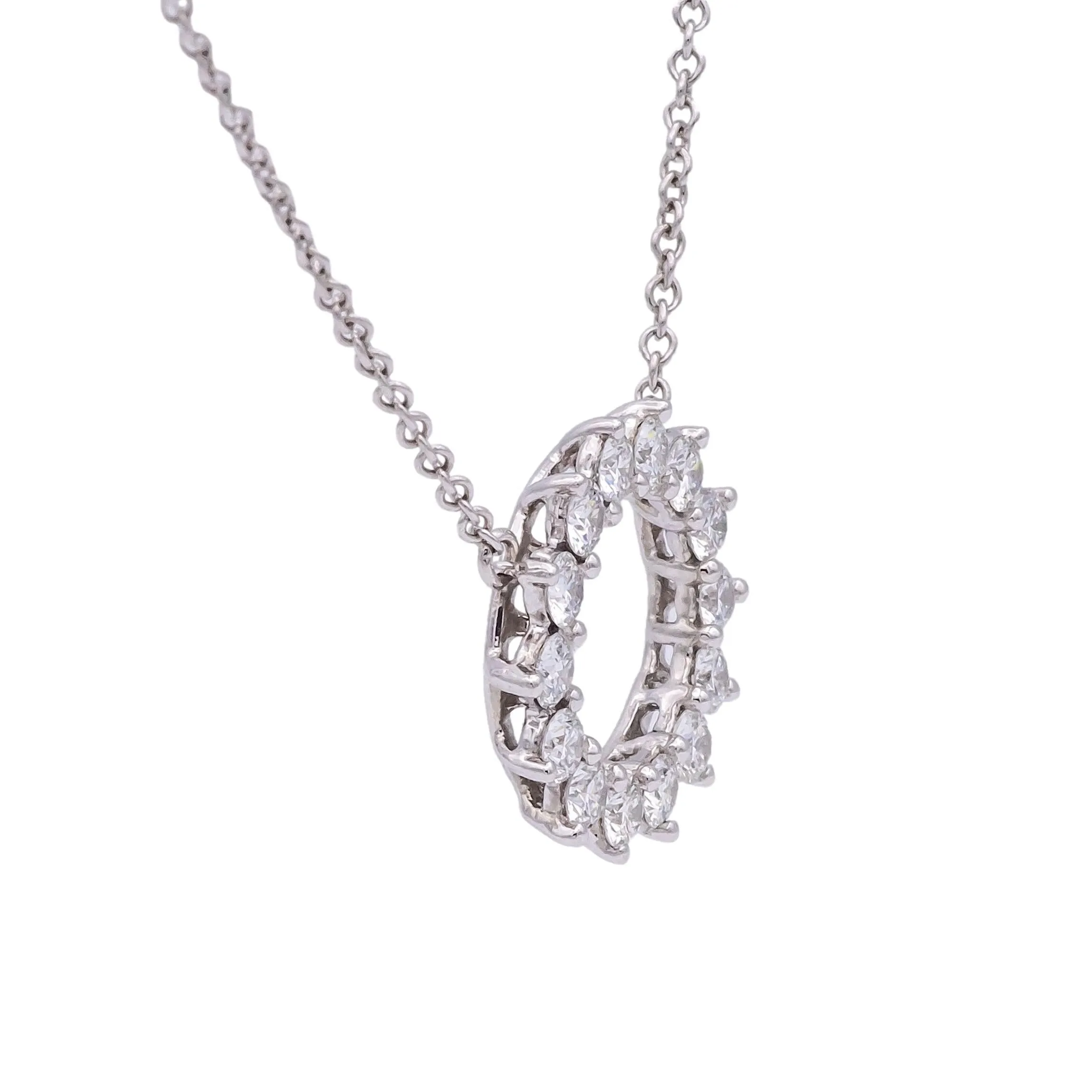Tiffany & Co. Open Circle Diamond Pendant necklace in Platinum .47ct  16.5 Inch