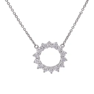 Tiffany & Co. Open Circle Diamond Pendant necklace in Platinum .47ct  16.5 Inch
