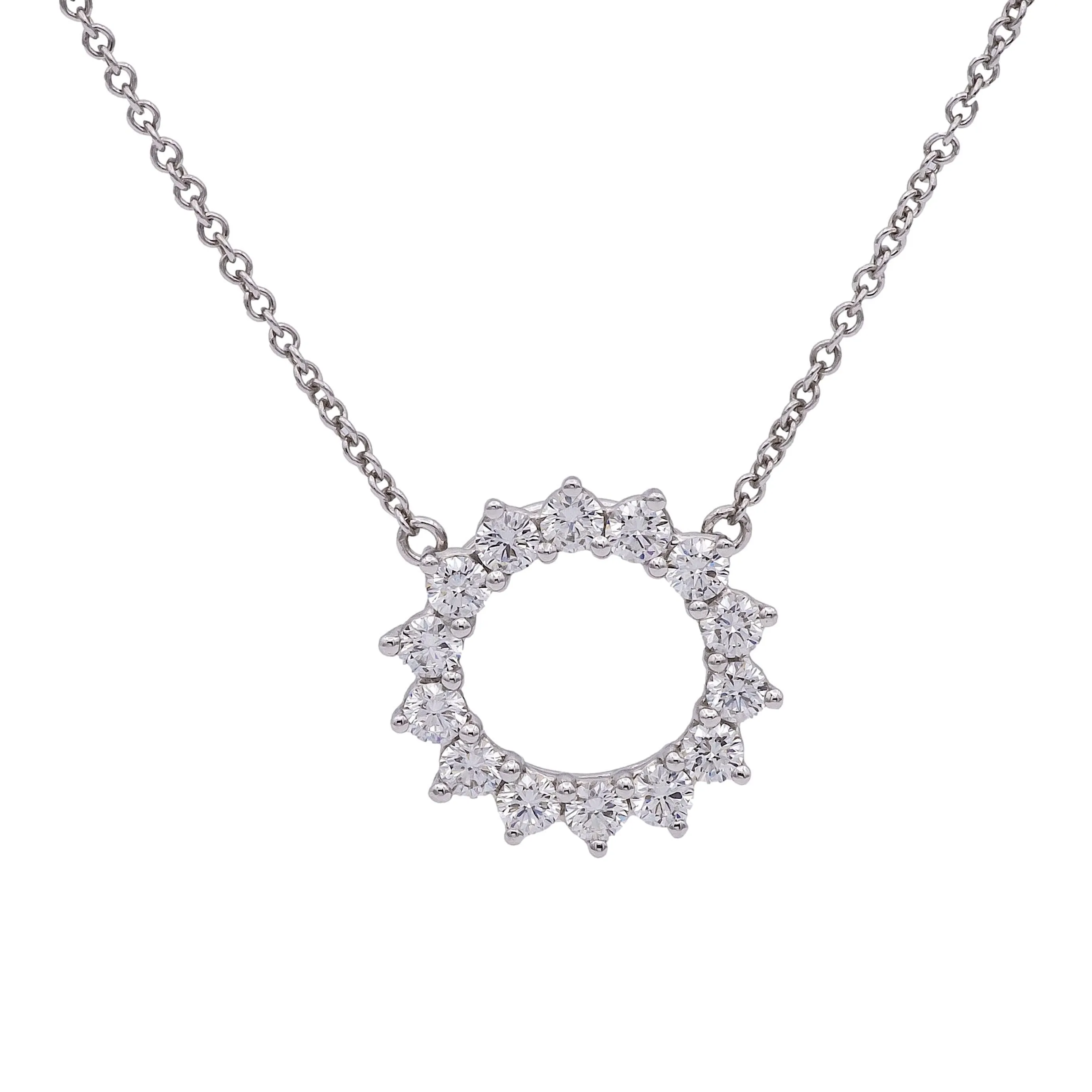 Tiffany & Co. Open Circle Diamond Pendant necklace in Platinum .47ct  16.5 Inch