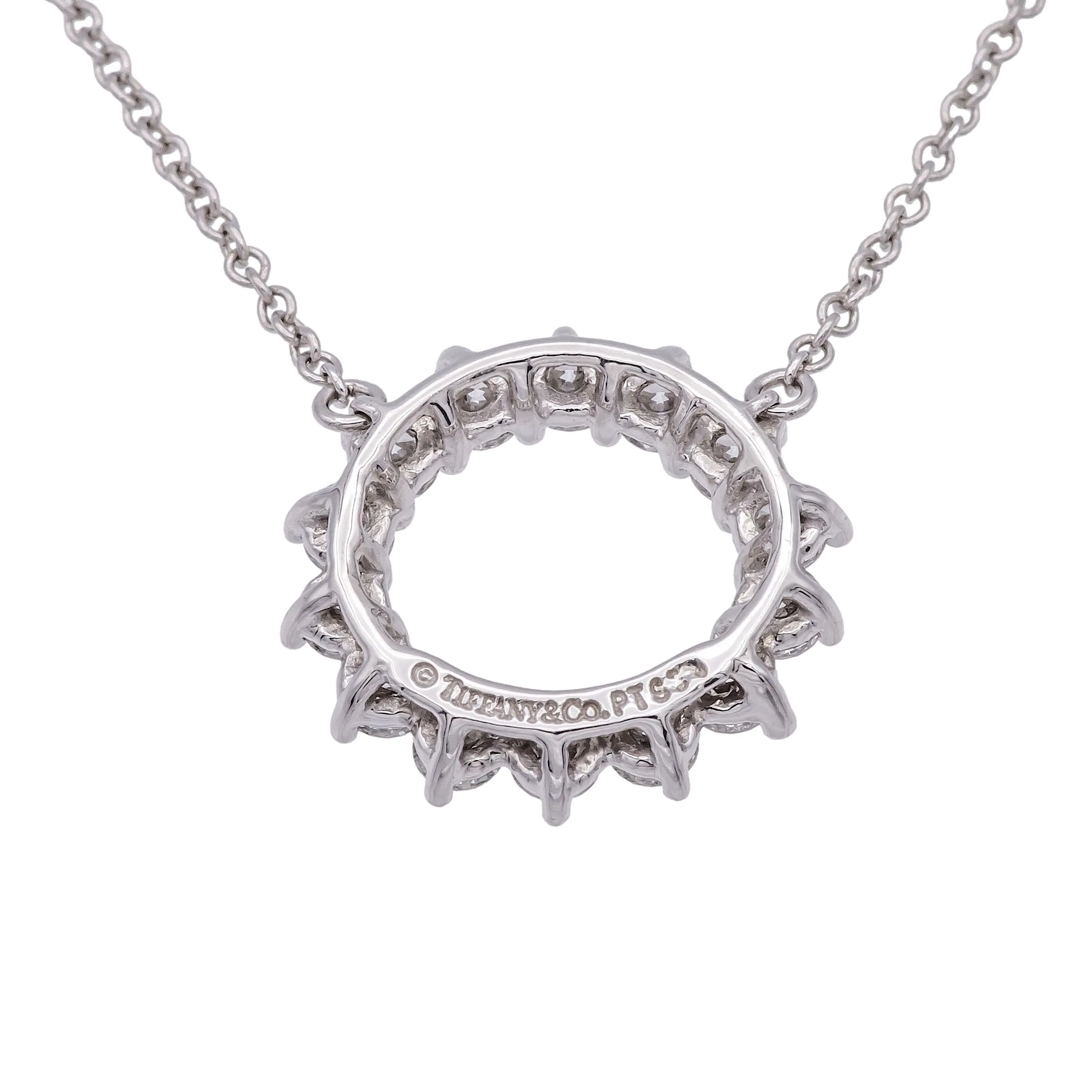 Tiffany & Co. Open Circle Diamond Pendant necklace in Platinum .47ct  16.5 Inch
