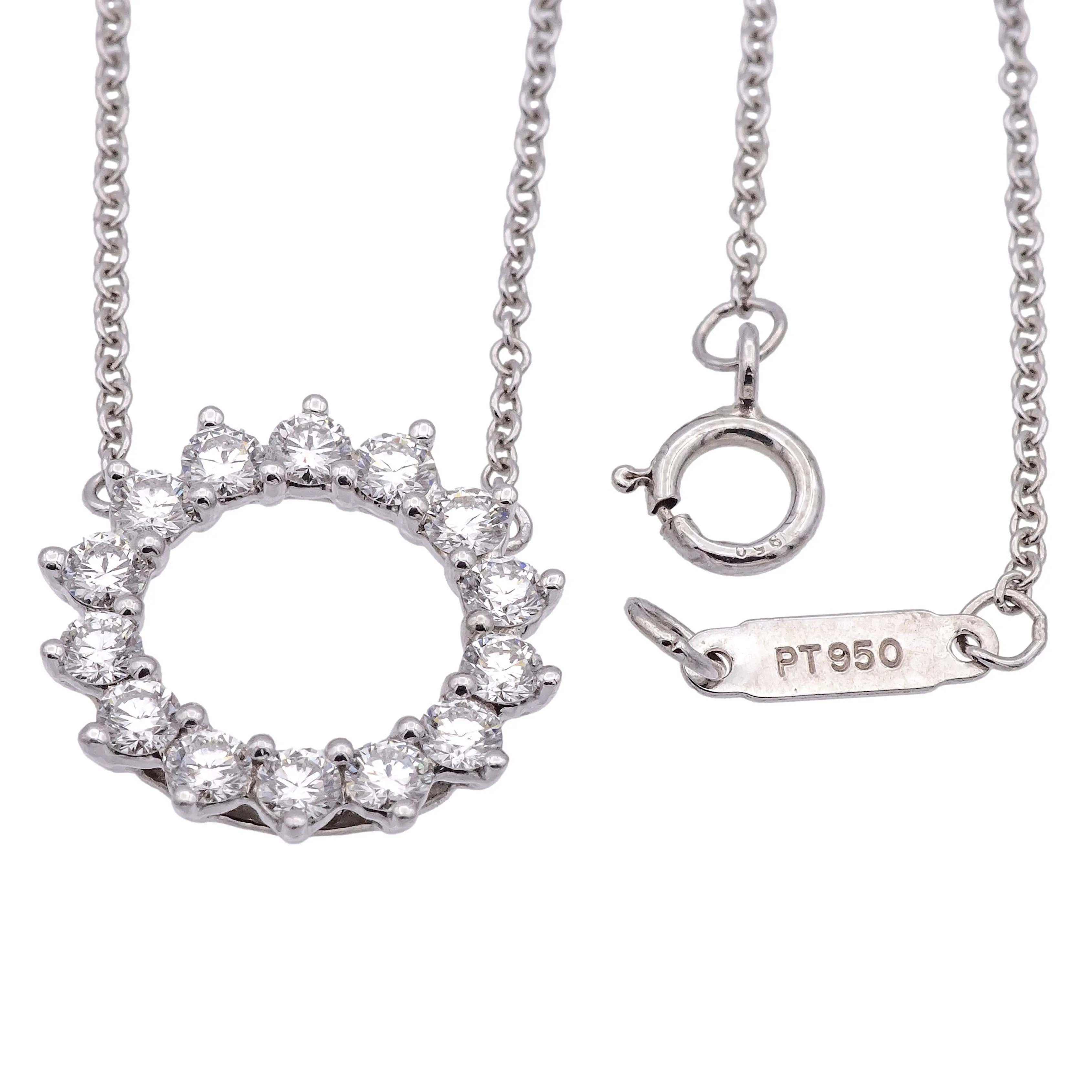 Tiffany & Co. Open Circle Diamond Pendant necklace in Platinum .47ct  16.5 Inch