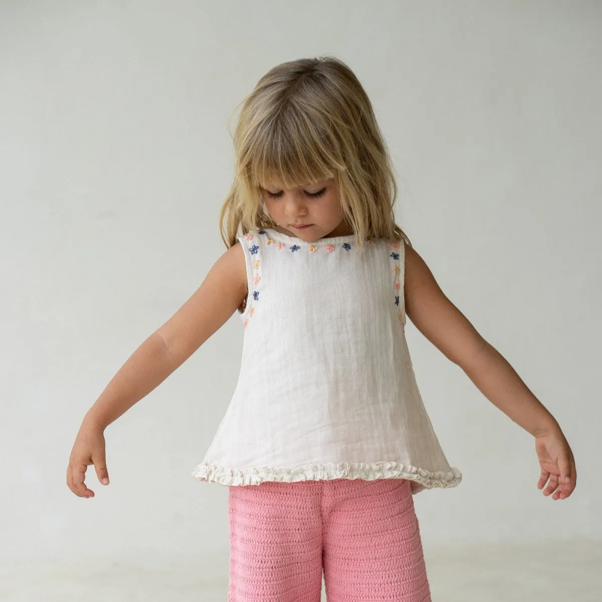 Tilly Blouse - Natural Embroidered