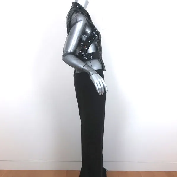 Tom Ford Spring 2015 Runway Illusion Gown Black Sequined Mesh Size 46